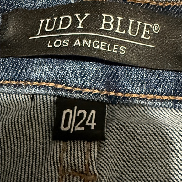 Judy Blue Los Angeles Distressed Wide Leg Jeans Sz 0/24 | Stretch High Rise - Picture 8 of 14